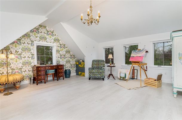 Chandelier, Home Office, Interior, Wood Texture Flooring