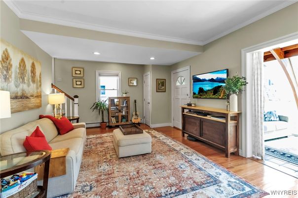 Interior, Living room, Recessed Lighting, Wood Texture Flooring