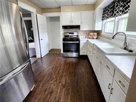 Interior, Kitchen, Stainless Steel Appliances, Wood Texture Flooring