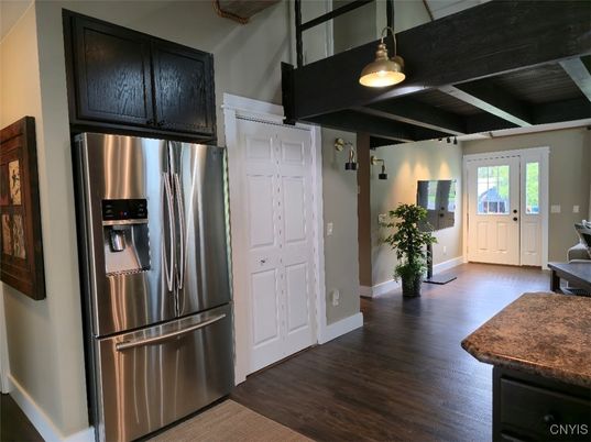 Interior, Kitchen, Pendant Lights, Stainless Steel Appliances, Wood Texture Flooring