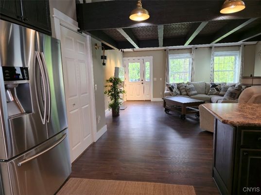 Interior, Kitchen, Living room, Stainless Steel Appliances, Wood Texture Flooring