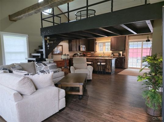 Interior, Kitchen, Living room, Wooden Beams, Wood Texture Flooring