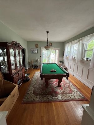 Billiard Table, Game Room, Interior, Pendant Lights, Wood Texture Flooring