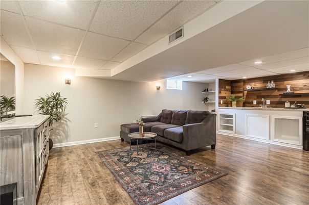Interior, Kitchen, Living room, Recessed Lighting, Wood Texture Flooring