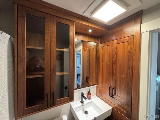 Bathroom, Interior, Recessed Lighting, Wooden Walls