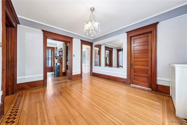 Chandelier, Empty room, Interior, Wood Texture Flooring