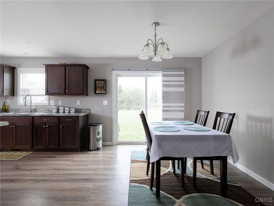 Chandelier, Dining room, Interior, Kitchen, Recessed Lighting, Wood Texture Flooring