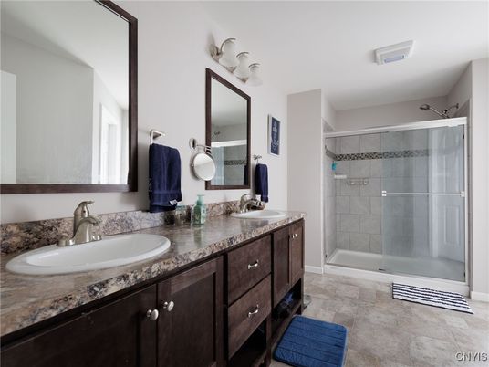 Bathroom, Dual Sink Vanities, Glass Shower, Interior