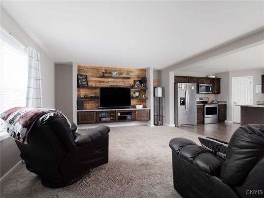 Interior, Kitchen, Living room, Stainless Steel Appliances, Wood Texture Flooring, Wooden Walls