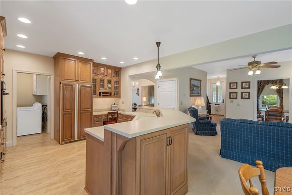 Interior, Kitchen, Pendant Lights, Recessed Lighting, Wood Texture Flooring