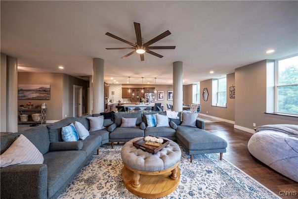 Interior, Kitchen, Living room, Pendant Lights, Recessed Lighting, Stainless Steel Appliances, Wood Texture Flooring