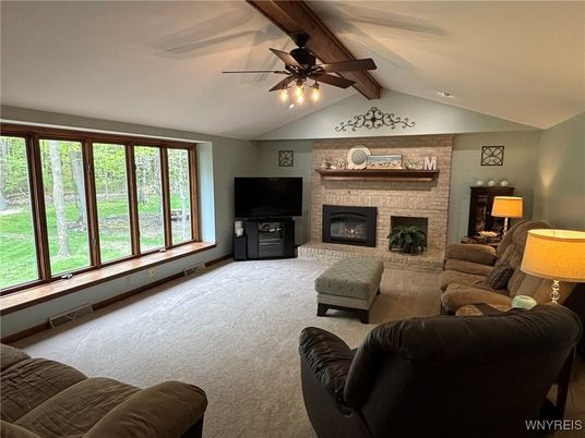 Fireplace, Interior, Living room, Stone Walls, Wooden Beams