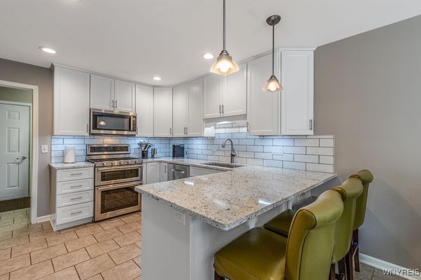Interior, Kitchen, Pendant Lights, Recessed Lighting, Stainless Steel Appliances