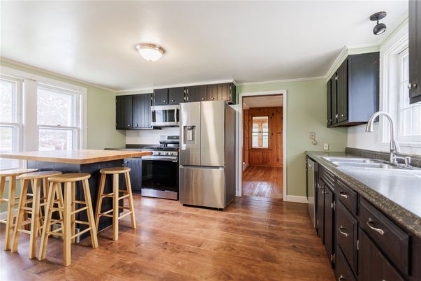 Interior, Kitchen, Stainless Steel Appliances, Wood Texture Flooring