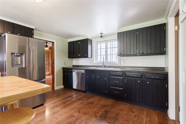 Interior, Kitchen, Stainless Steel Appliances, Wood Texture Flooring