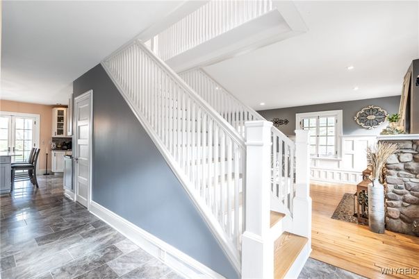 Fireplace, Interior, Recessed Lighting, Wood Texture Flooring