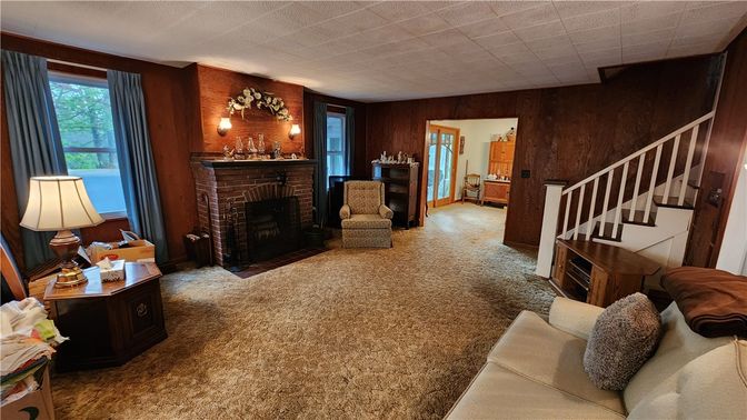 Fireplace, Interior, Living room, Wooden Walls