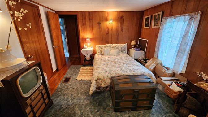 Bedroom, Interior, Wood Texture Flooring, Wooden Walls