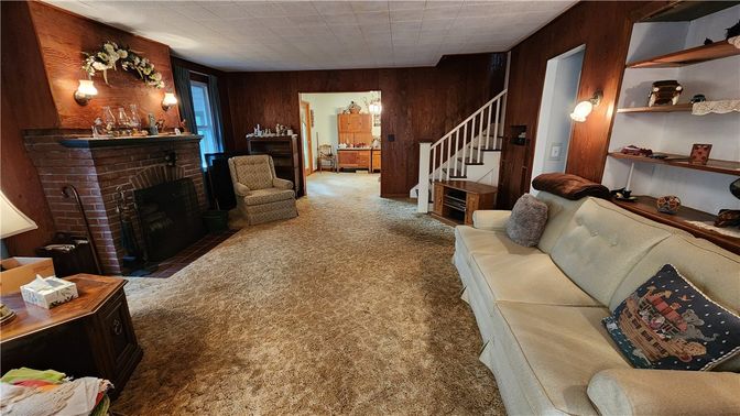 Fireplace, Interior, Living room, Wooden Walls