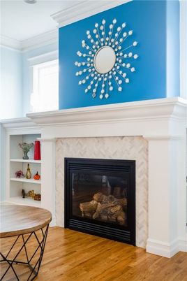 Fireplace, Interior, Wood Texture Flooring