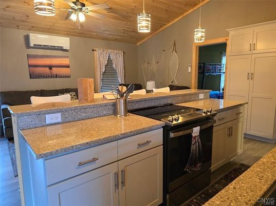 Interior, Kitchen, Pendant Lights, Wooden Ceilings, Wood Texture Flooring