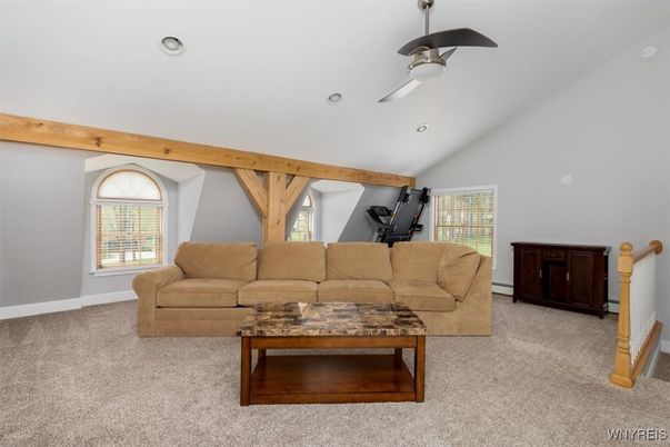 Fitness Equipment, Interior, Living room, Recessed Lighting, Wooden Beams