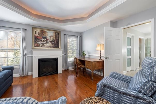 Fireplace, Home Office, Interior, Wood Texture Flooring