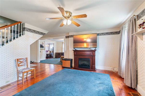 Fireplace, Interior, Wood Texture Flooring