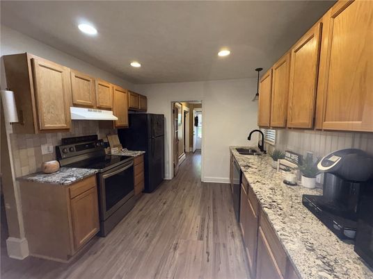 Interior, Kitchen, Recessed Lighting, Wood Texture Flooring