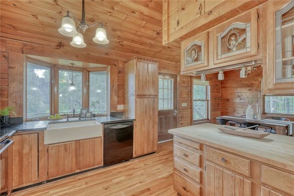 Interior, Kitchen, Pendant Lights, Wooden Ceilings, Wood Texture Flooring, Wooden Walls