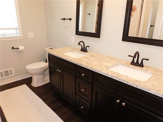 Bathroom, Dual Sink Vanities, Interior, Wood Texture Flooring