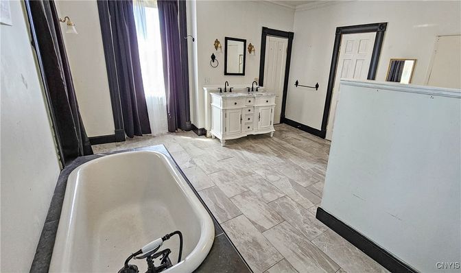 Bathroom, Dual Sink Vanities, Interior, Wood Texture Flooring