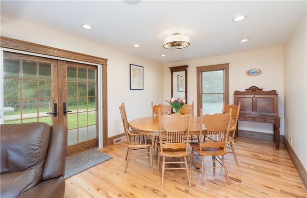 Dining room, Interior, Recessed Lighting, Wood Texture Flooring