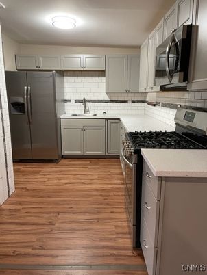 Interior, Kitchen, Stainless Steel Appliances, Wood Texture Flooring