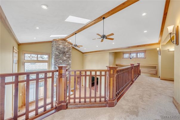 Interior, Recessed Lighting, Stone Walls, Wooden Beams