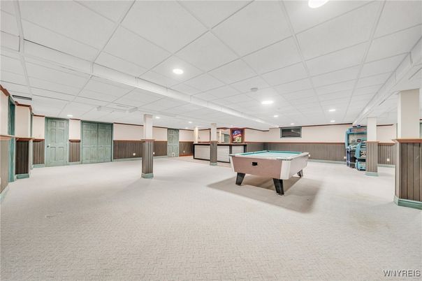 Billiard Table, Game Room, Interior, Recessed Lighting