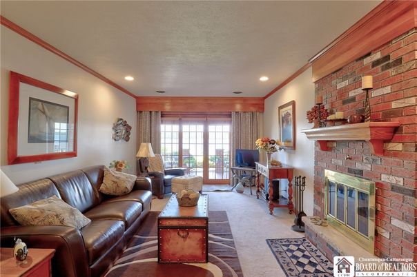 Fireplace, Interior, Living room, Recessed Lighting, Stone Walls