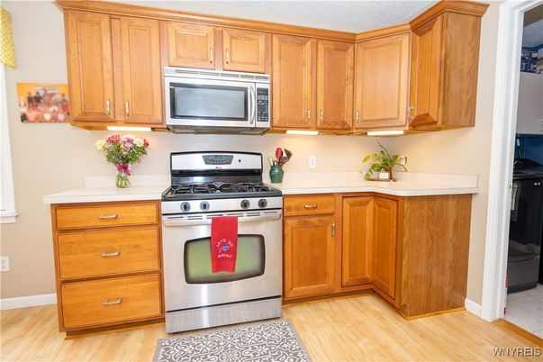 Interior, Kitchen, Stainless Steel Appliances, Wood Texture Flooring