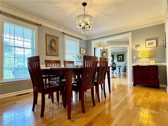 Chandelier, Dining room, Interior, Wood Texture Flooring