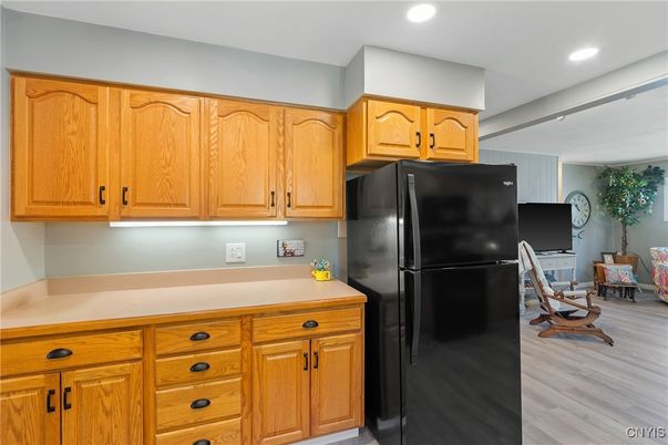 Interior, Kitchen, Recessed Lighting, Wood Texture Flooring