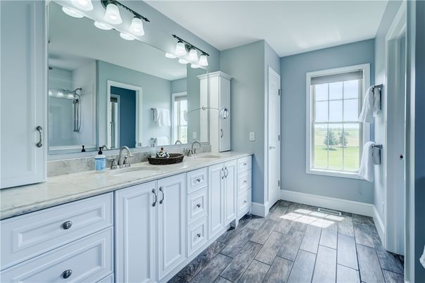 Bathroom, Dual Sink Vanities, Interior, Wood Texture Flooring