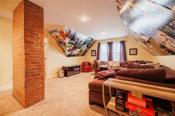 Interior, Living room, Recessed Lighting, Stone Walls