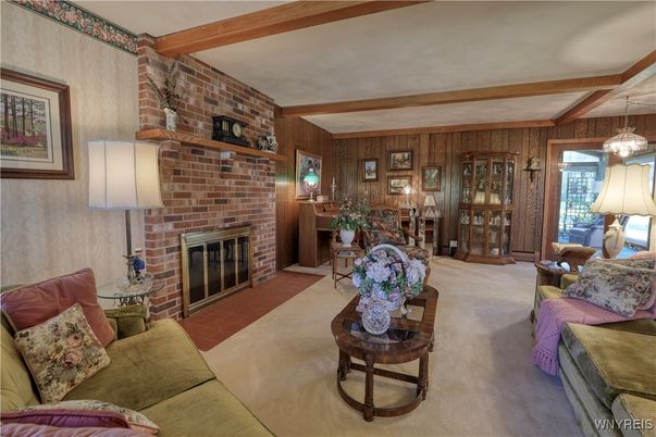 Fireplace, Interior, Living room, Pendant Lights, Stone Walls, Wooden Beams, Wooden Walls