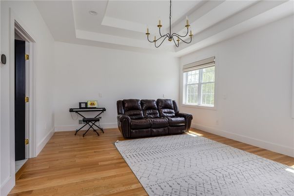 Chandelier, Home Office, Interior, Wood Texture Flooring