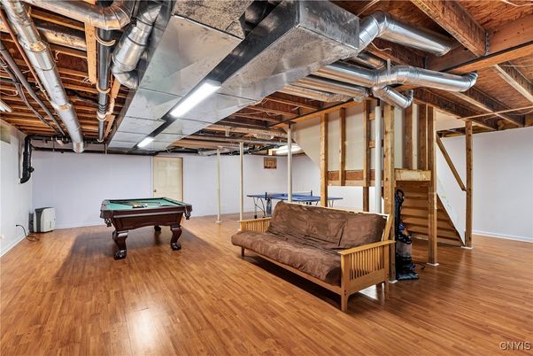 Billiard Table, Game Room, Interior, Wooden Beams, Wood Texture Flooring