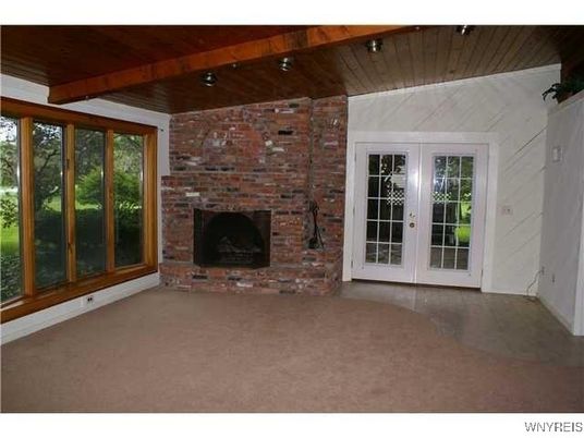 Empty room, Fireplace, Interior, Stone Walls, Wooden Beams, Wooden Ceilings