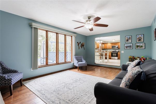 Interior, Kitchen, Living room, Stainless Steel Appliances, Wood Texture Flooring