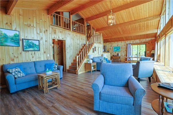 Dining room, Interior, Living room, Pendant Lights, Wooden Beams, Wooden Ceilings, Wood Texture Flooring, Wooden Walls