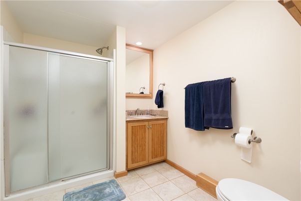 Bathroom, Glass Shower, Interior, Recessed Lighting
