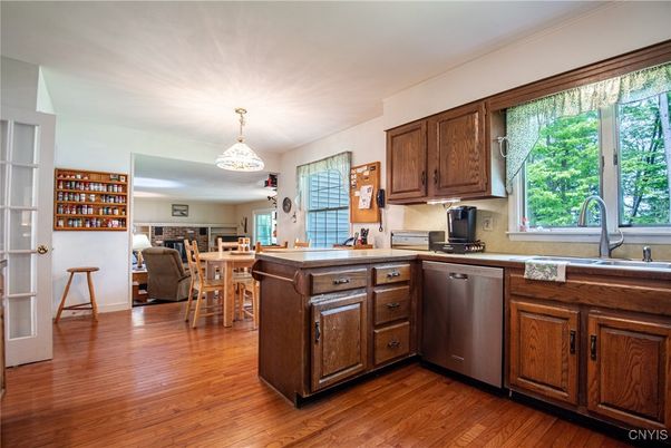 Chandelier, Dining room, Interior, Kitchen, Wood Texture Flooring